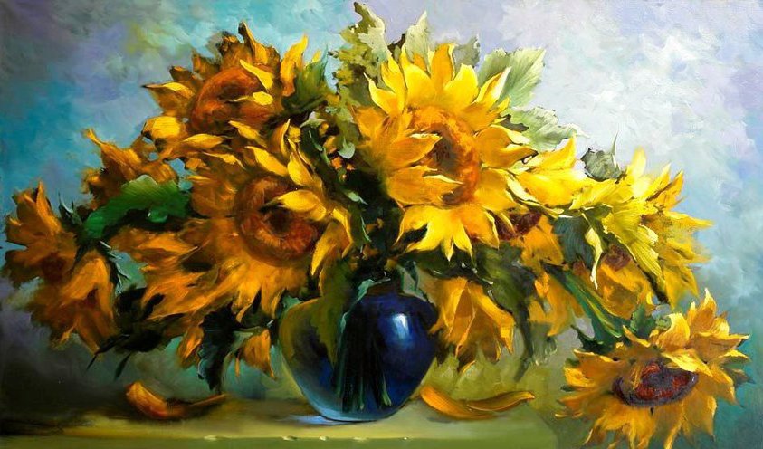 подсолнухи - цветы ваза - оригинал