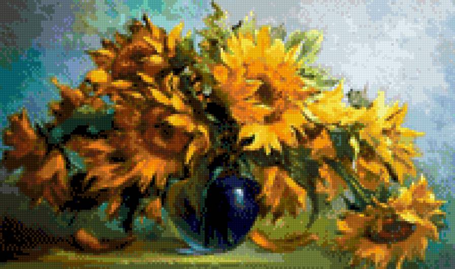 подсолнухи - цветы ваза - предпросмотр