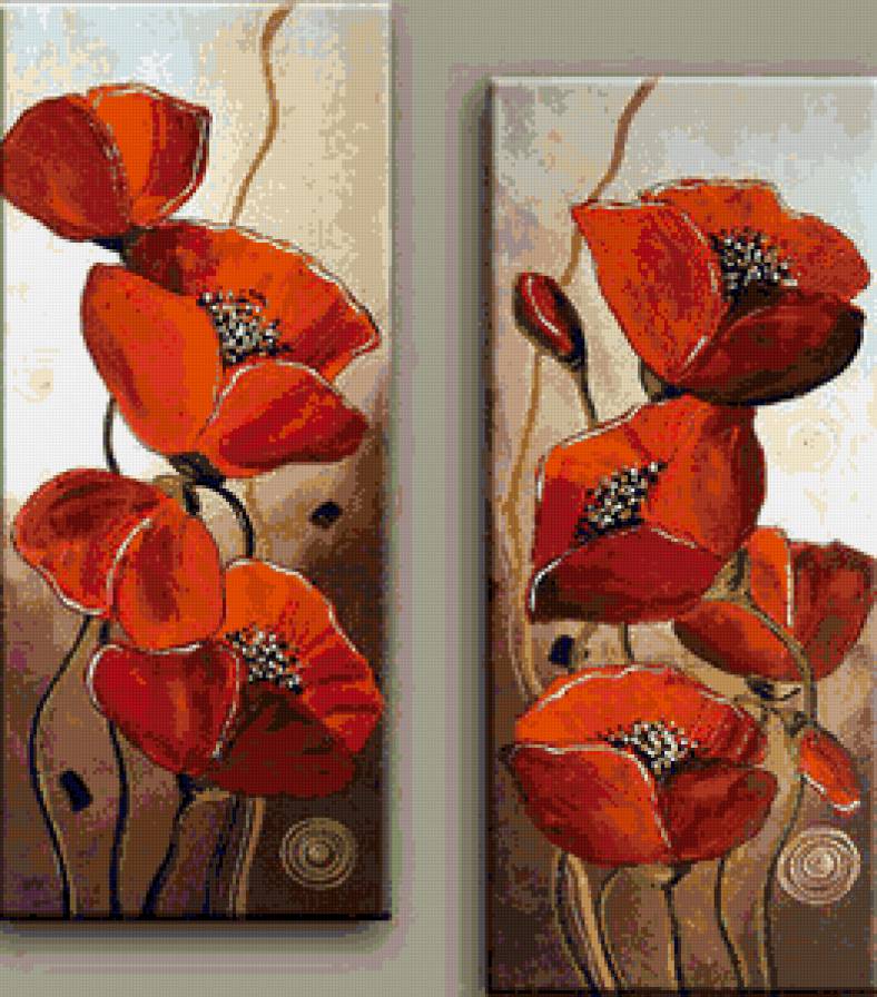 Маки - диптих - предпросмотр