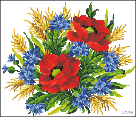 серия "цветы" - цветы.маки.васильки.колосья - оригинал