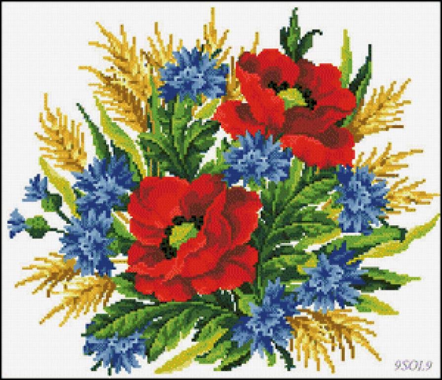 серия "цветы" - цветы.маки.васильки.колосья - предпросмотр