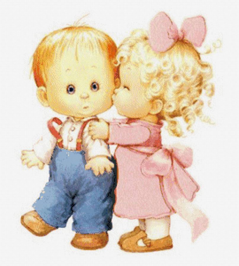 Детский поцелуйчик - дети, поцелуй, девочка, мальчик - предпросмотр