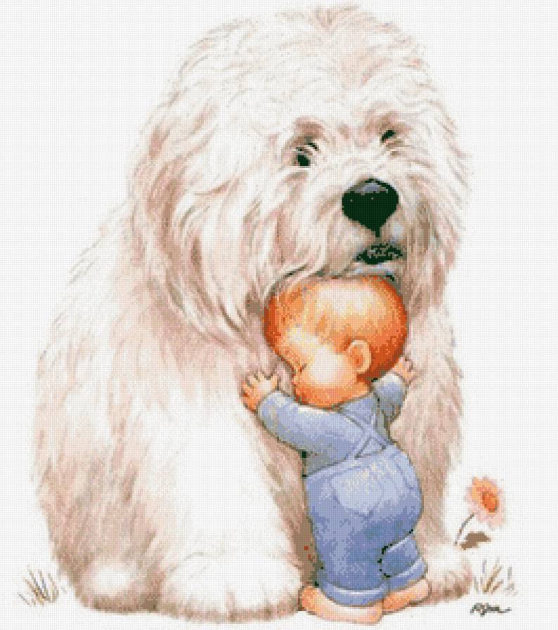 Малыш с собакой - дети, ребенок, собака - предпросмотр