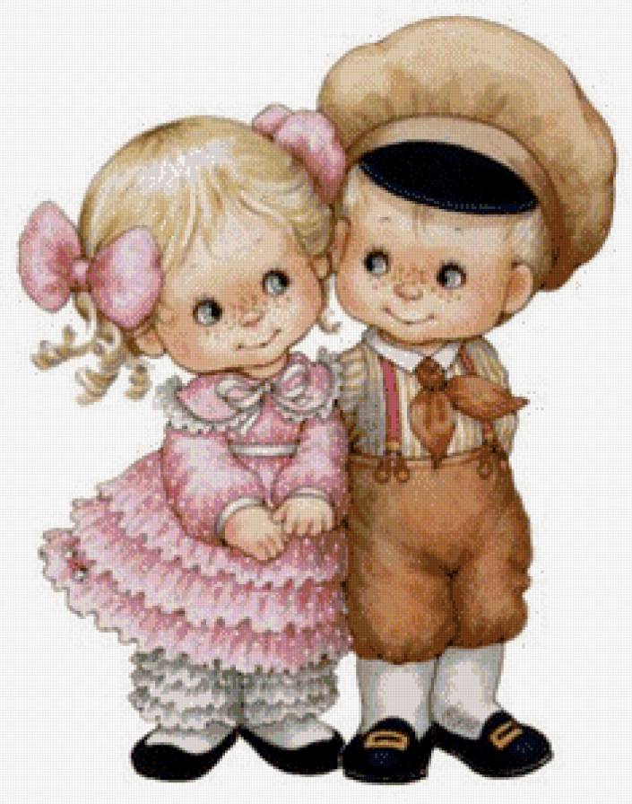 Парочка - пара, винтаж, дети - предпросмотр