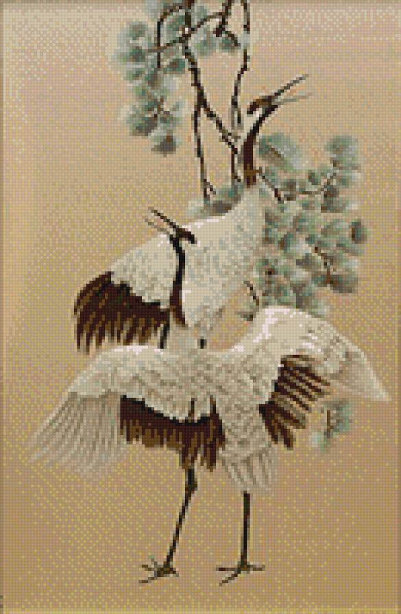 журавли под сосной - сосна, журавль, природа - предпросмотр