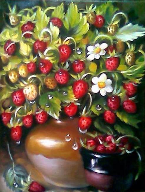 Земляника - роса, букет, натюрморт, земляника - оригинал