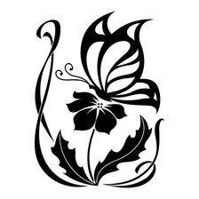 Оригинал схемы вышивки «Бабочка на цветке, монохром» (№701077)