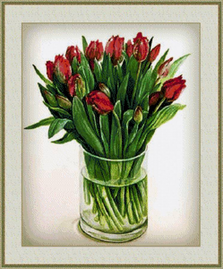 Акварель 16 - тюльпаны, цветы, букет - предпросмотр