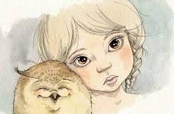 Сова и девочка - ребенок, рисунок, сова, птицы - оригинал