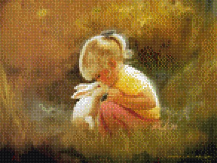 девочка - девочка, ребенок, кролик - предпросмотр