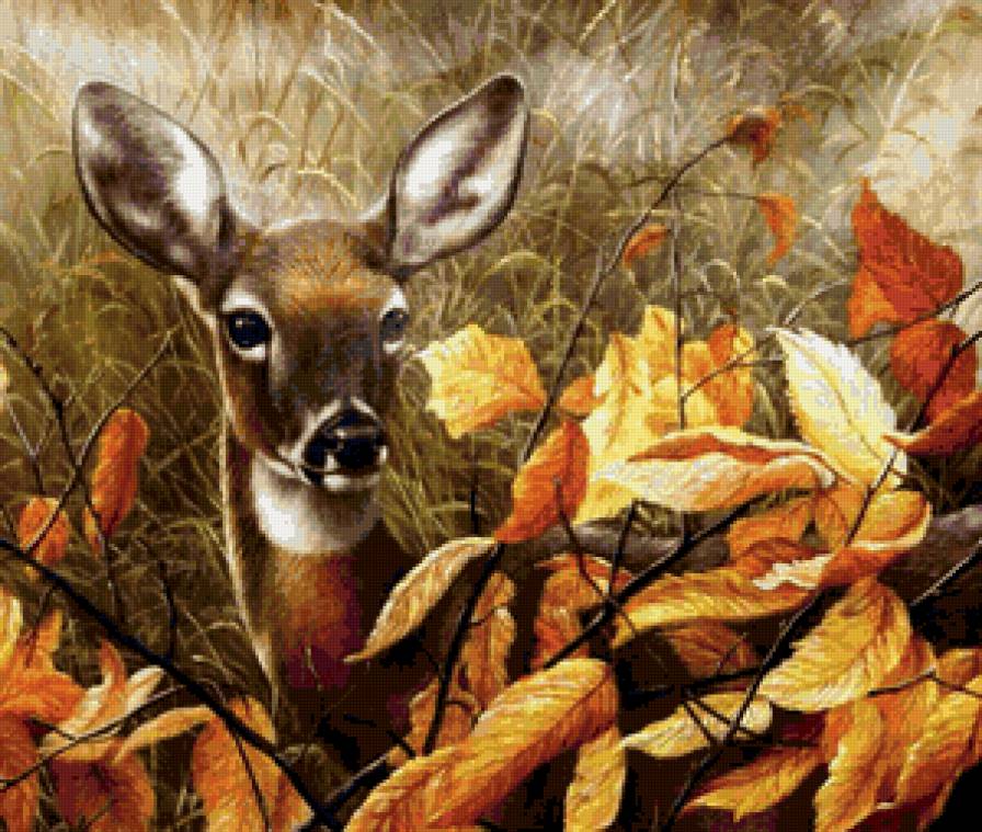 олень - олени, животные, листья - предпросмотр