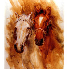 Схема вышивки «пара лошадей»