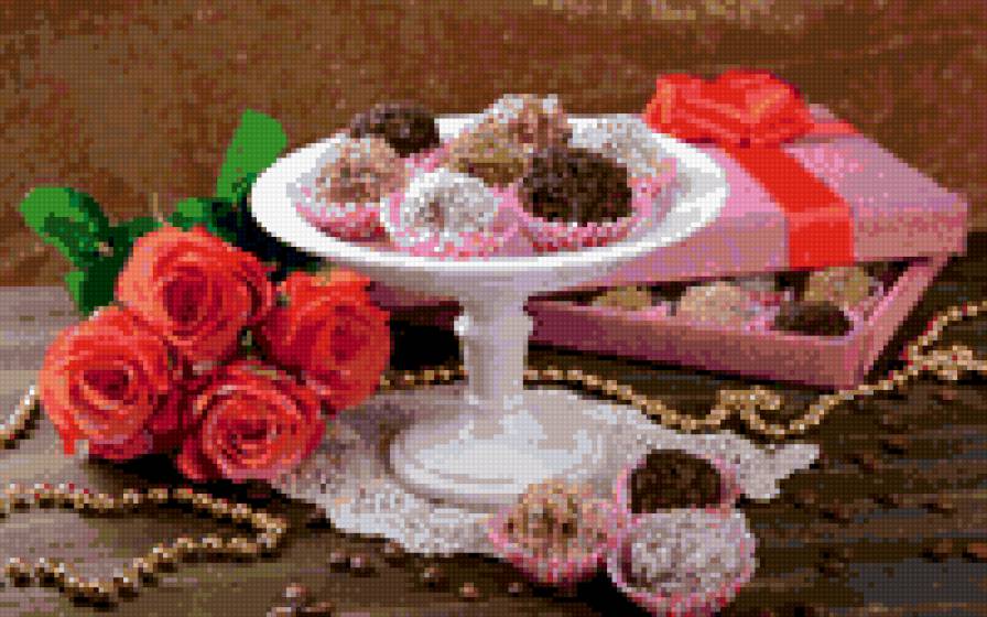 №702346 - розы, цветы, натюрморт, десерт, сладкое - предпросмотр