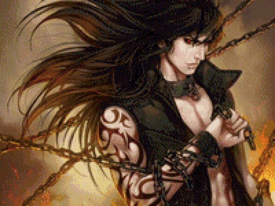 темненький - огонь, цепь, мужчина, парень - предпросмотр