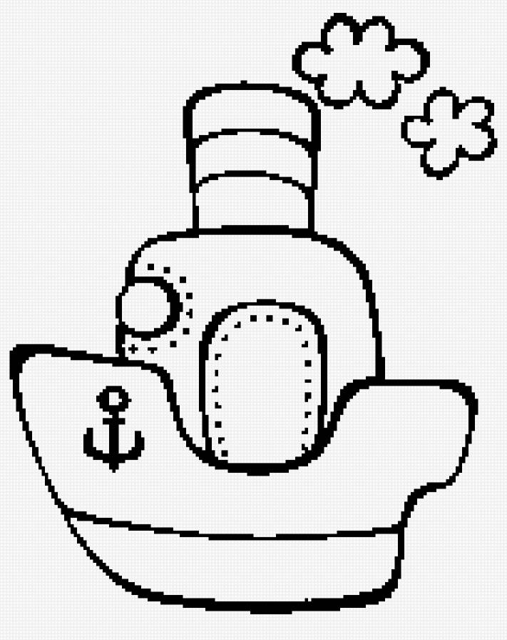 кораблик - монохром, кораблик - предпросмотр