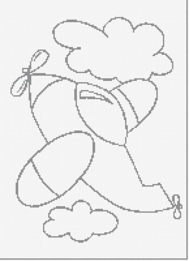 самолетик - монохром, самолетик, коврик - предпросмотр