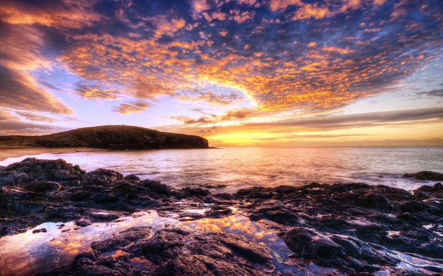 Море - море, закат, прибой, камни - оригинал