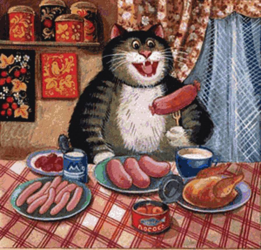обжора - кот, коты, еда, котики - предпросмотр