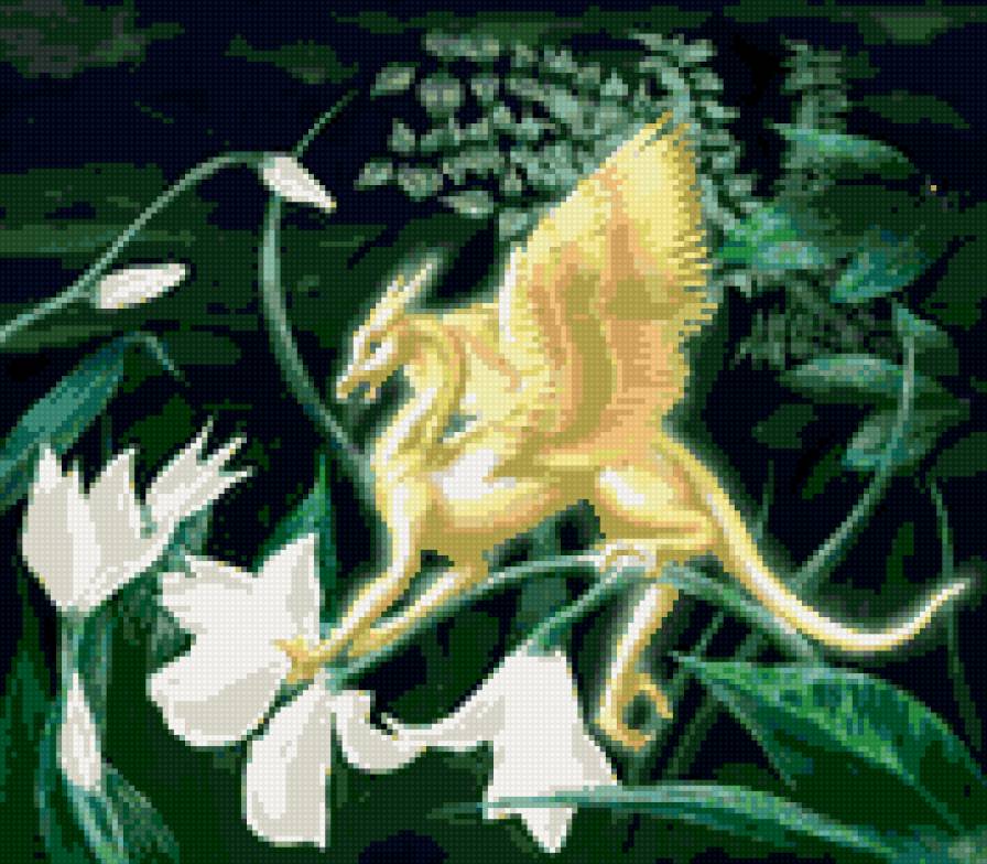 солнечный дракон - цветы, дракон - предпросмотр