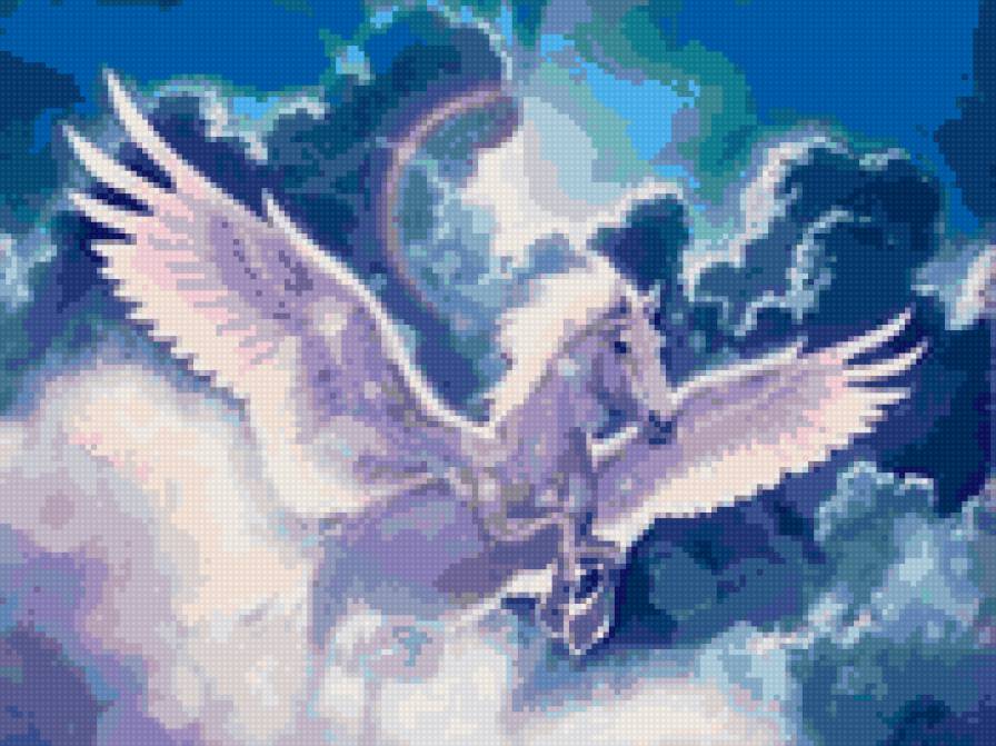 пегас в небе - облака, небо, пегас - предпросмотр