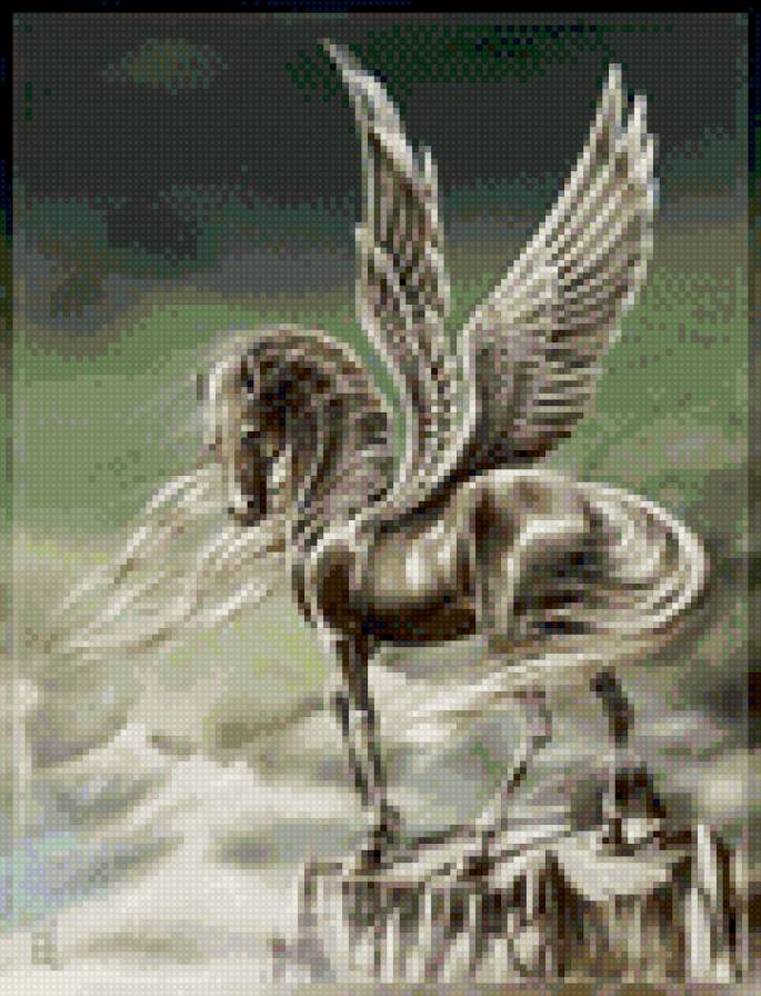 пегас на утесе - пегас, крылья - предпросмотр