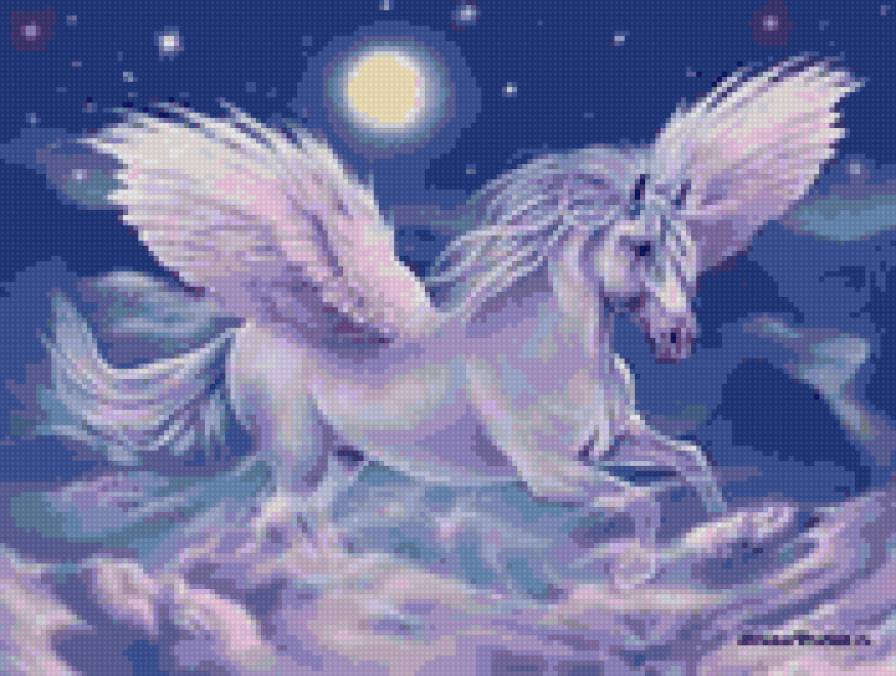 лунный полет - луна, крылья, пегас - предпросмотр