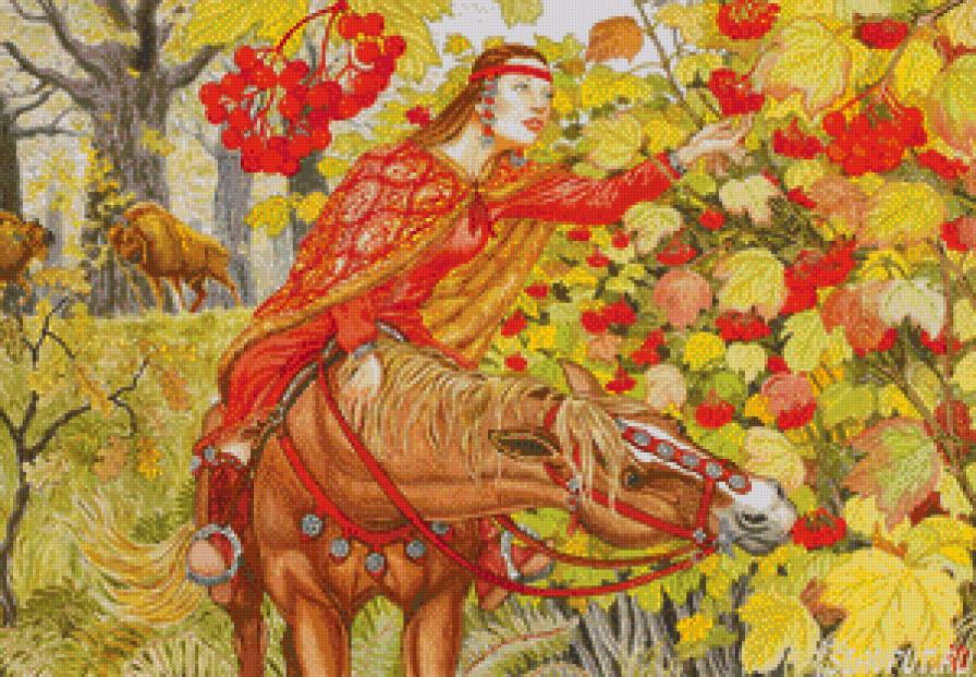 Калина - ягода, девушка, фомин, художник, лошадь - предпросмотр