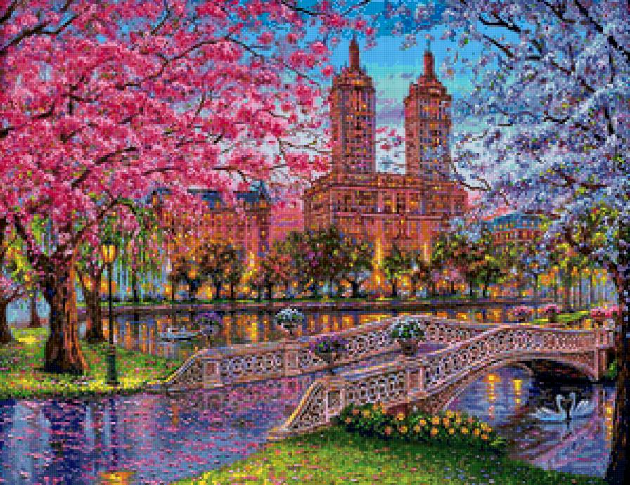 после дождя - пейзаж, город, река, цветы - предпросмотр