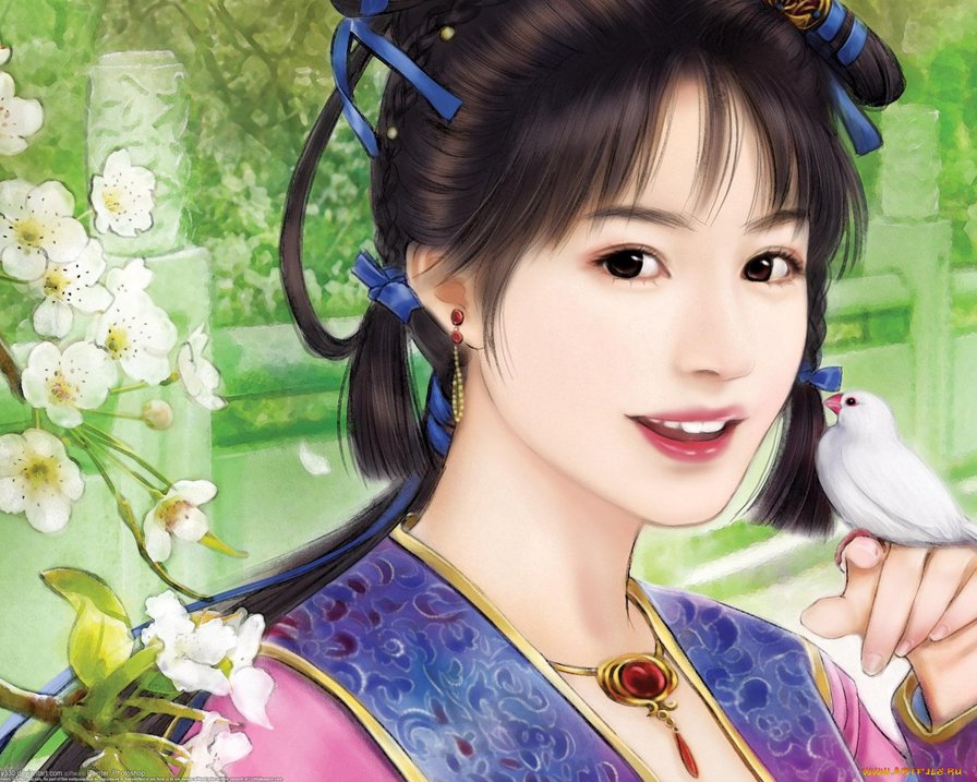 Девушка с птичкой - портрет, девушка - оригинал