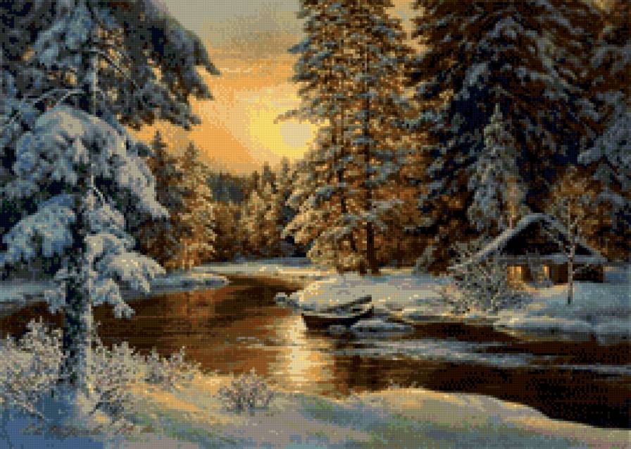 зима - дом, пейзаж, природа - предпросмотр