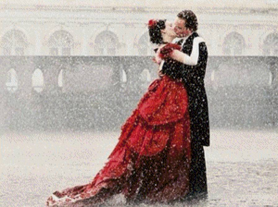 Поцелуй - поцелуй, пара, снег - предпросмотр