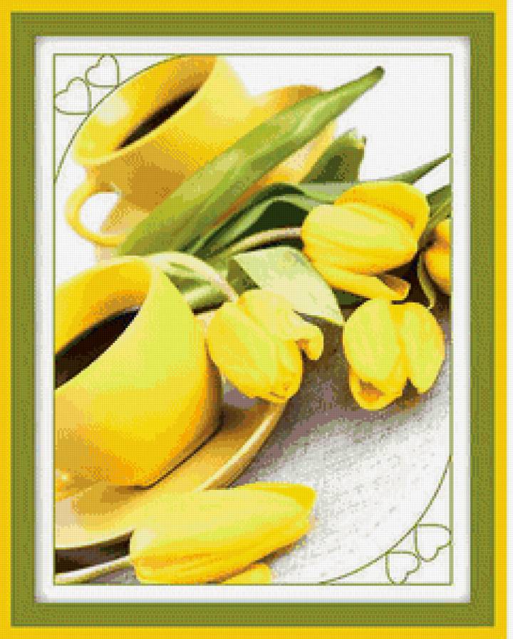 Желтые тюльпаны - цветы, натюрморт - предпросмотр