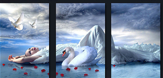 Девушка с лебедем - сегментированные картины - оригинал