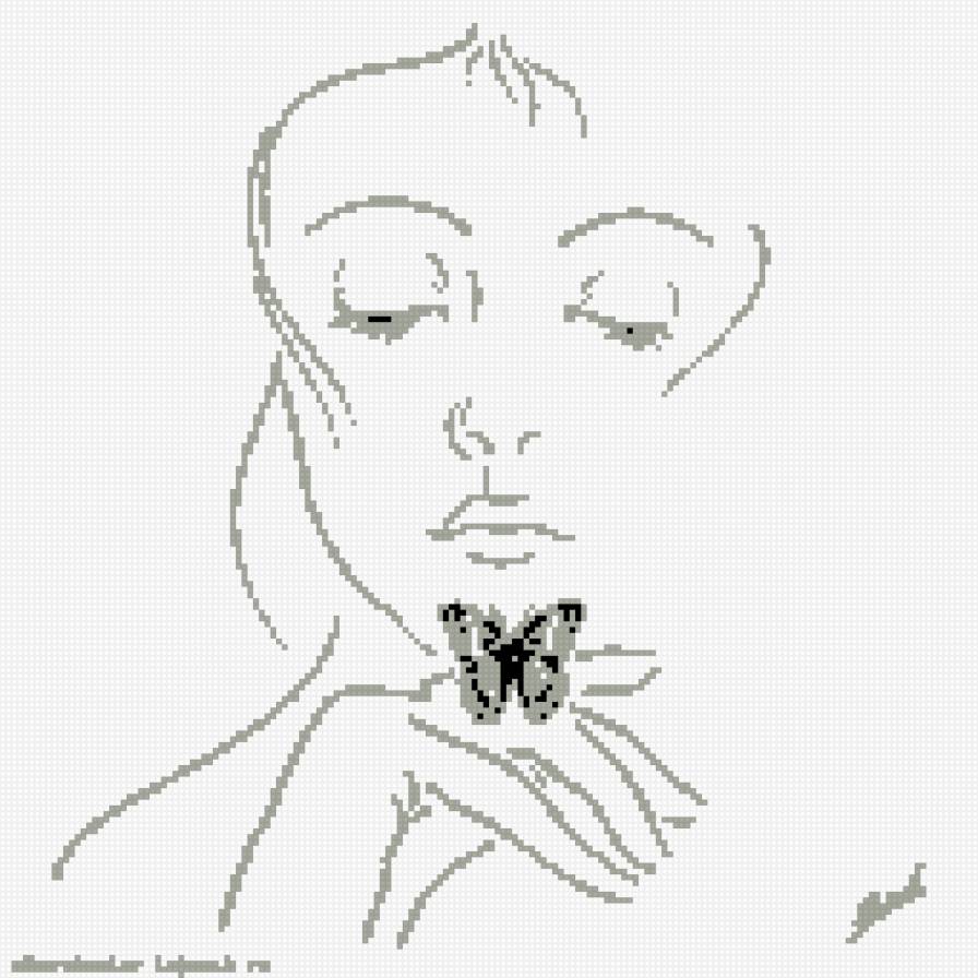 девушка с бабочкой - бабочка, девушка, силуэт - предпросмотр