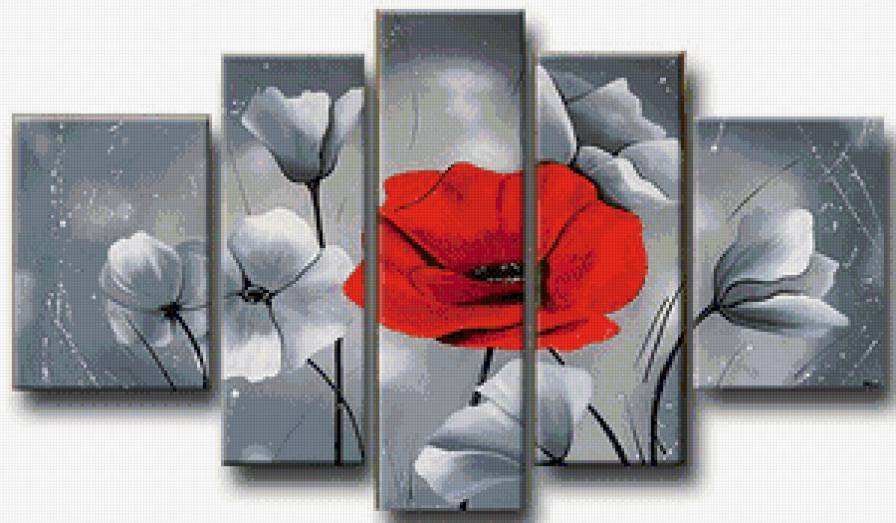 Маки - сегментированные картины - предпросмотр