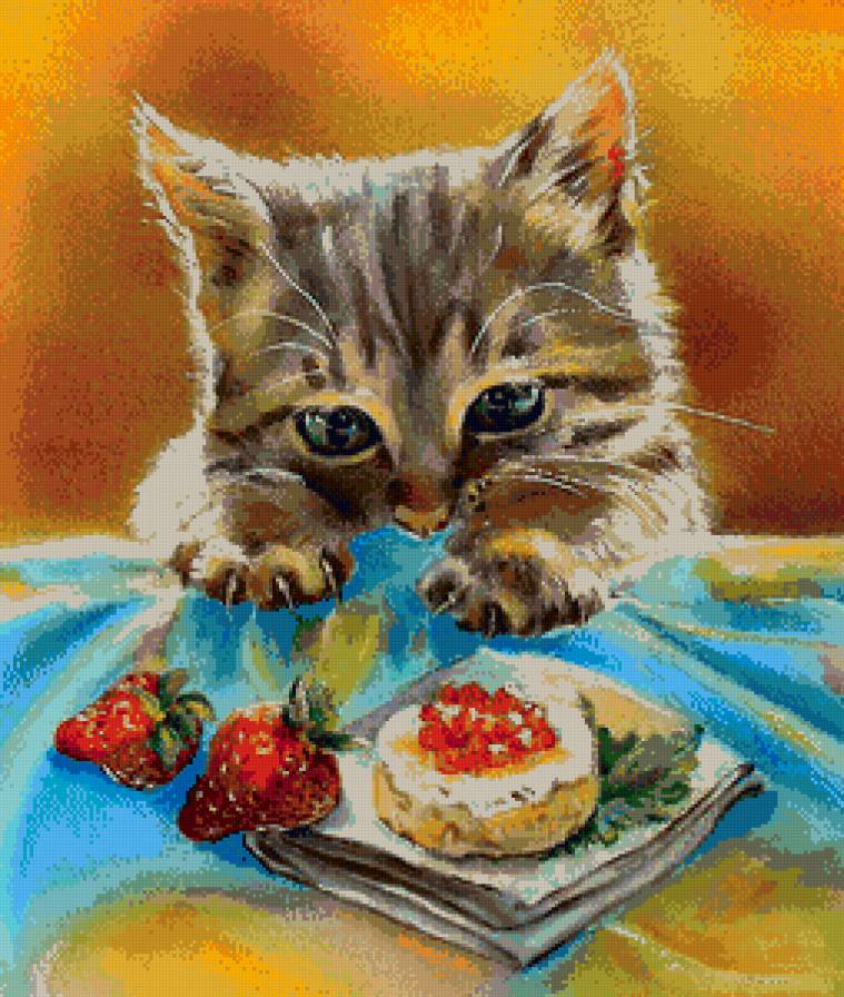 котенок - картина, животные, кошки - предпросмотр