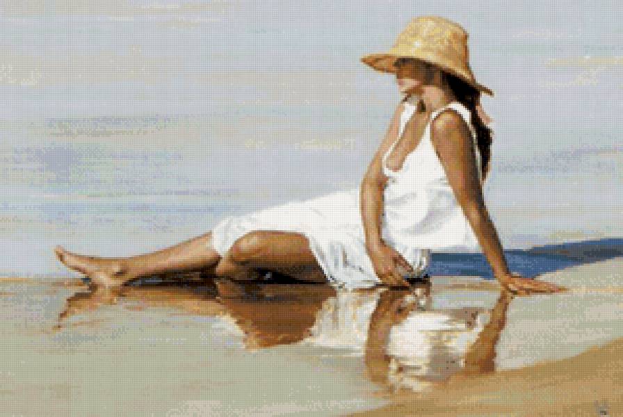 на берегу неба - море, девушка - предпросмотр