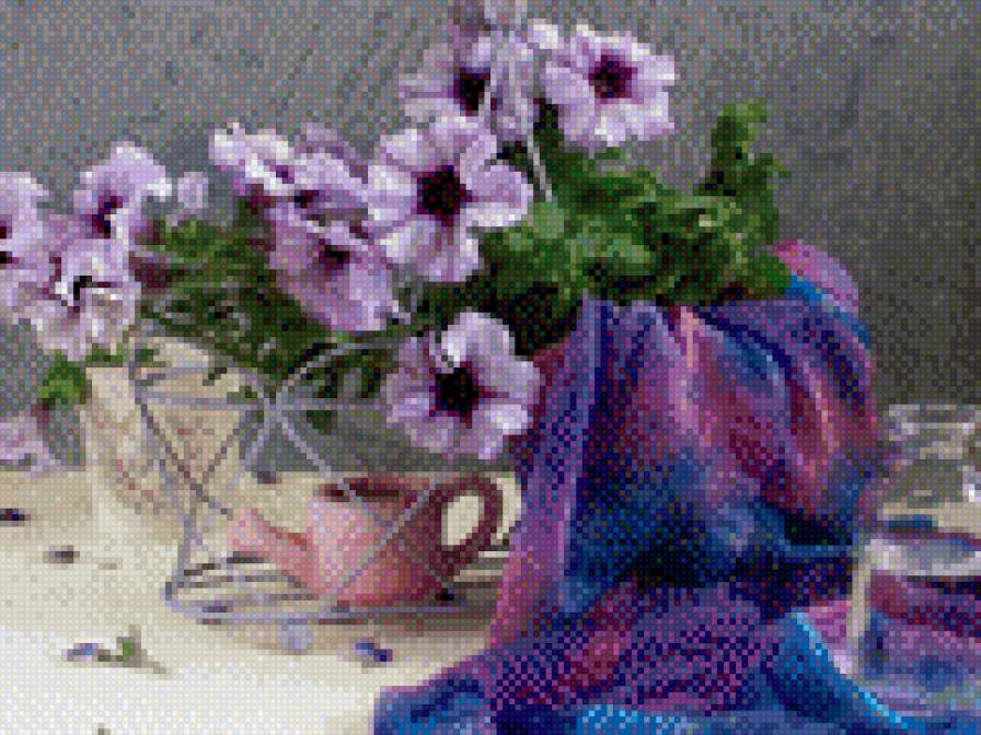 питуния - натюрморт, букет, питуния, цветы - предпросмотр