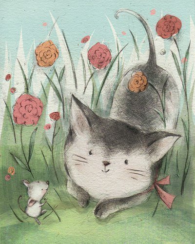 кошка с мышкой - котенок - оригинал