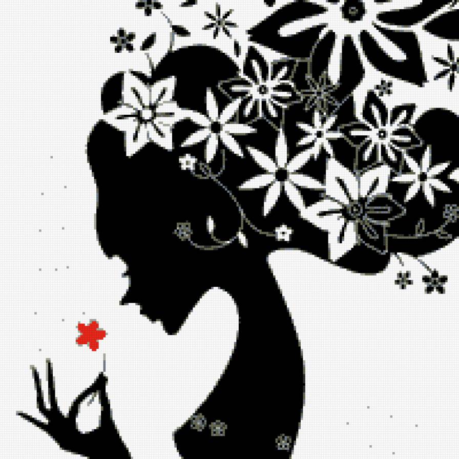 №708187 - цветы, силуэты, девушка - предпросмотр