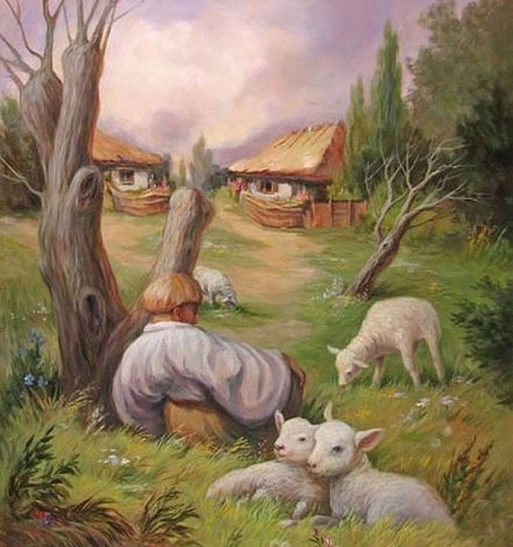 пейзаж - природа, известный художник, дом - оригинал