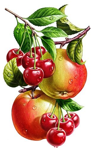 Фруктовое ассорти - вишня, фрукты, на кухню, яблоки, яблоко - оригинал