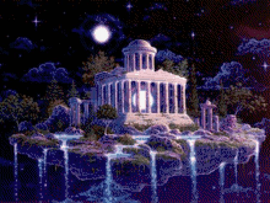 сказочный замок - замок, луна - предпросмотр