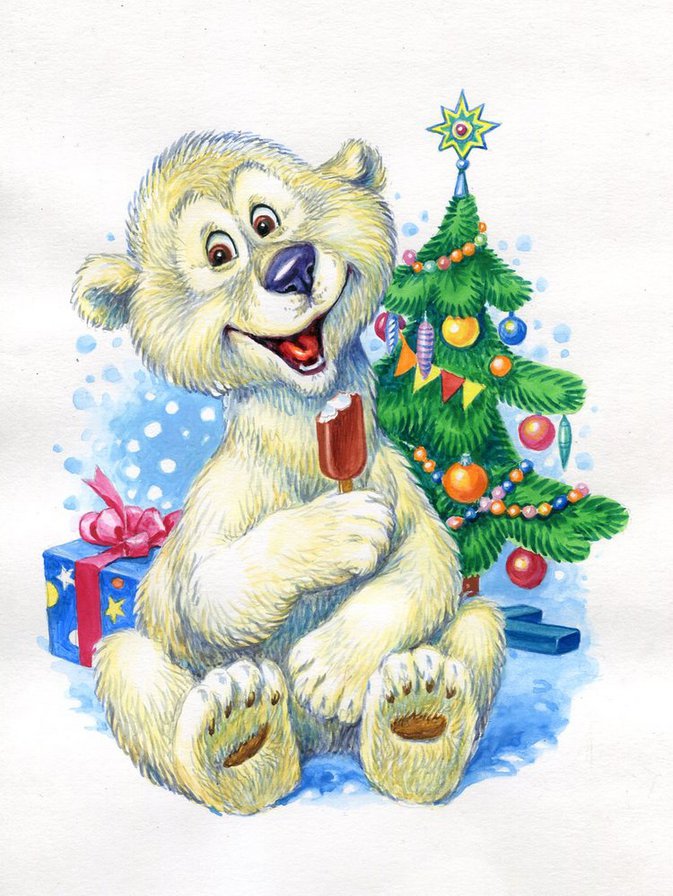 мишка - медвеженок, детская, мишка, новый год, зверята, елка, детское - оригинал