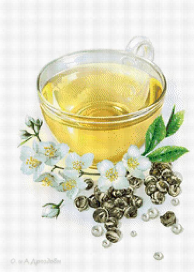 чашка чая - чашка, трравы, чай, кухня, жасмин - предпросмотр