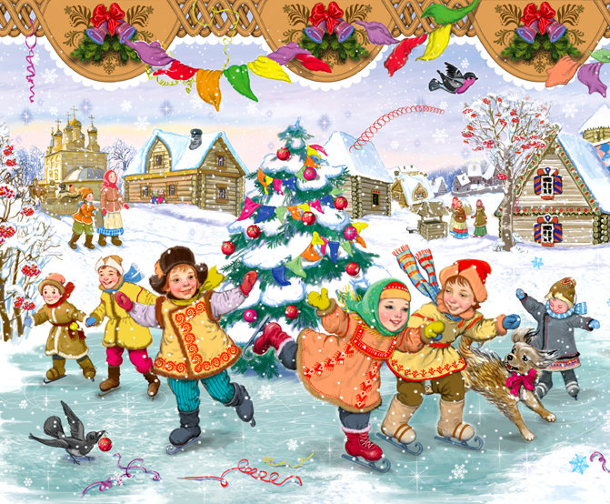 зимушка-зима - люди, коток, новый год, зима, елка, детвора, дети - оригинал
