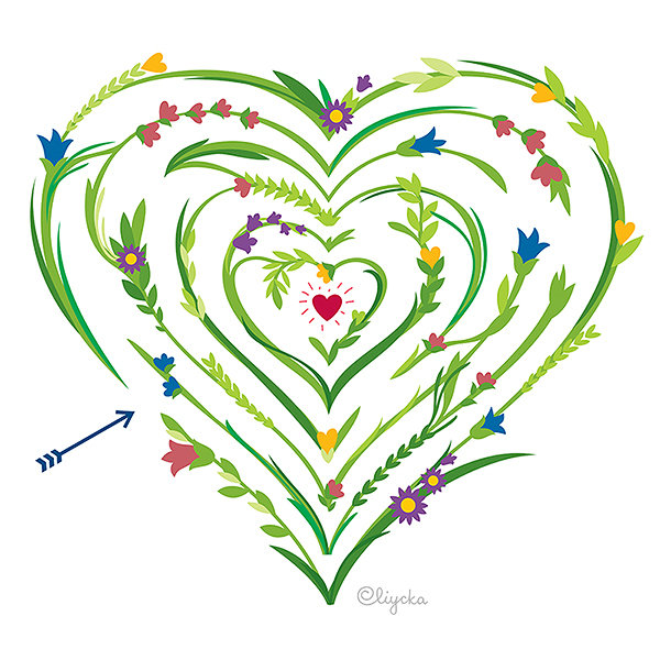 сердечко - любовь, сердце, лабиринт, валентина, подушка, сердечк, день влюбленных - оригинал