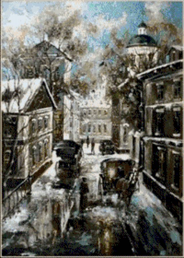 заснеженная улица - пейзаж город - предпросмотр