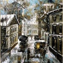 Схема вышивки «заснеженная улица»