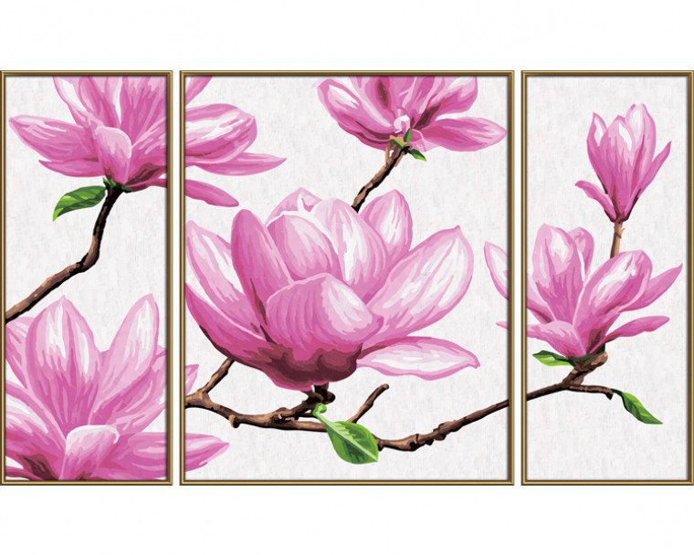 Триптих - цветы, магнолия, триптих - оригинал